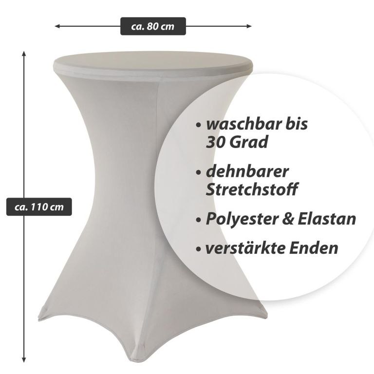 Pokrowiec na wysoki stół, elastyczny, 80 x 80 x 110 cm szary
